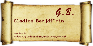 Gladics Benjámin névjegykártya