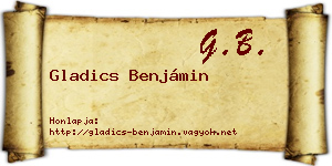 Gladics Benjámin névjegykártya